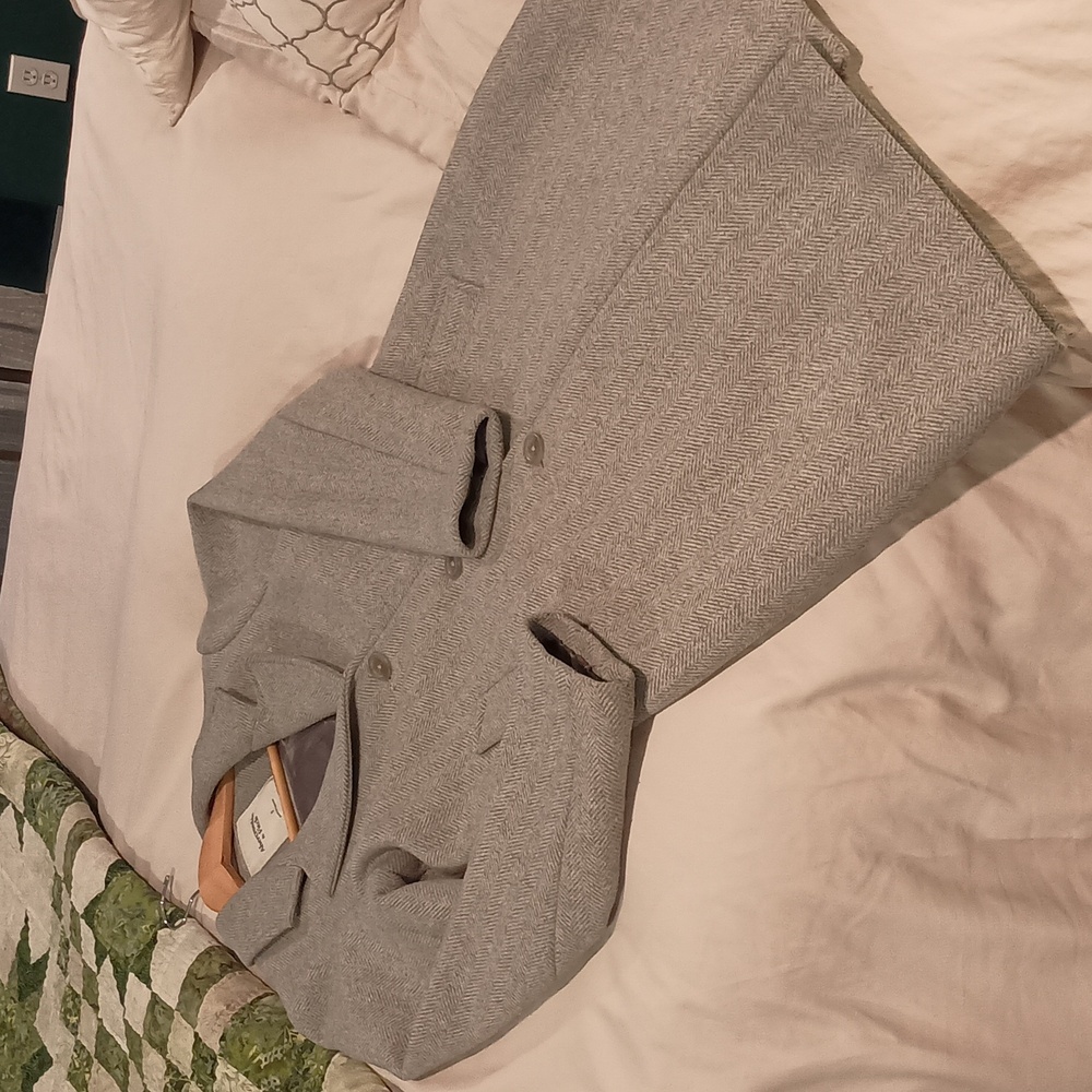 Abercrombie & Fitch 'The A&F Dad Coat' Women's Grey Herringbone Small